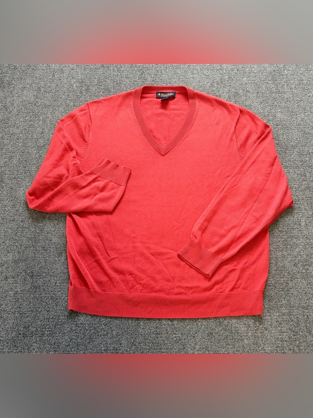Brooks Brothers Sweater Mens Large Light Red V Neck Silk Cotton Blend Pullover
